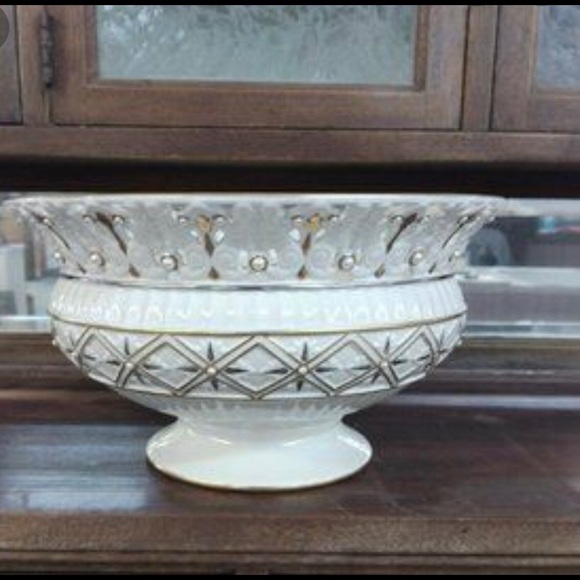 Lenox Other - Lenox Florentine and Pearl Ivory Gold Trimmed Large Porcelain Centerpiece Bowl